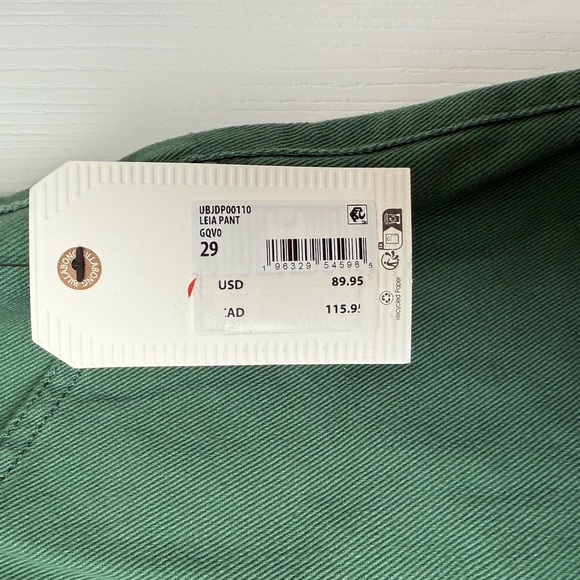Billabong Womens Leia Twill Mid-Rise Cargo Pants Emerald Green Wide Leg Size 29 - Picture 3 of 10